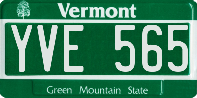 VT license plate YVE565