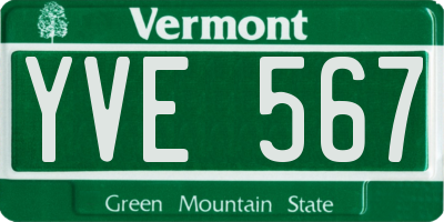 VT license plate YVE567