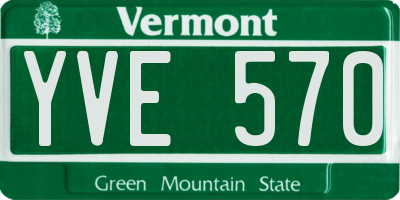 VT license plate YVE570