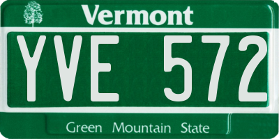 VT license plate YVE572