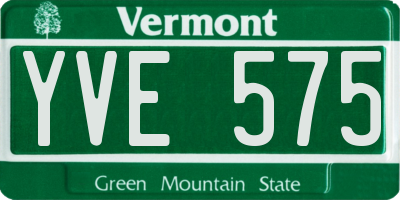 VT license plate YVE575