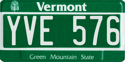 VT license plate YVE576
