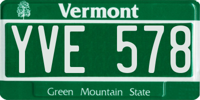 VT license plate YVE578