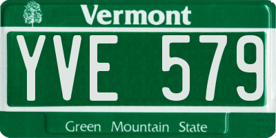 VT license plate YVE579