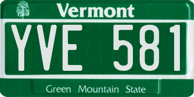 VT license plate YVE581