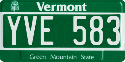 VT license plate YVE583