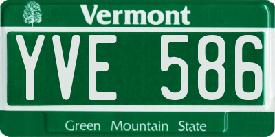 VT license plate YVE586