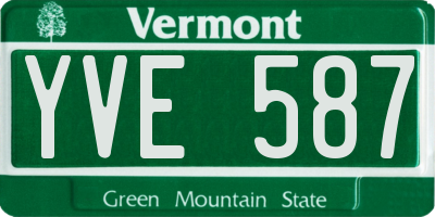 VT license plate YVE587