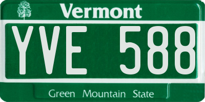VT license plate YVE588