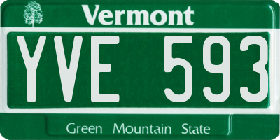 VT license plate YVE593