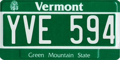 VT license plate YVE594