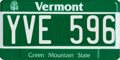 VT license plate YVE596