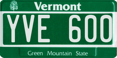 VT license plate YVE600