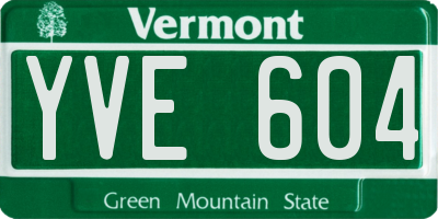 VT license plate YVE604
