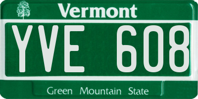 VT license plate YVE608