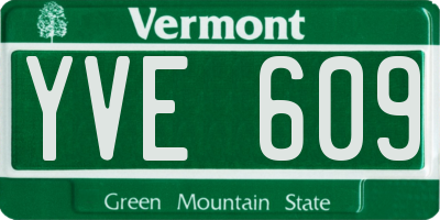 VT license plate YVE609