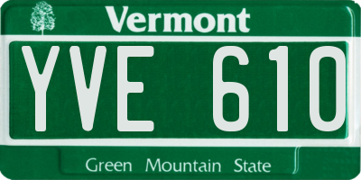 VT license plate YVE610