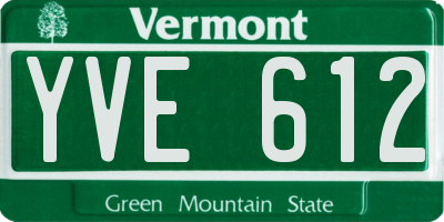 VT license plate YVE612