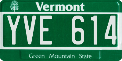 VT license plate YVE614