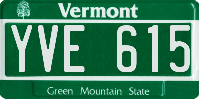 VT license plate YVE615