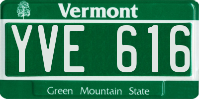 VT license plate YVE616