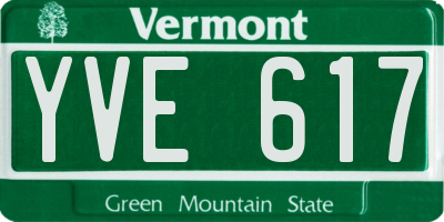 VT license plate YVE617