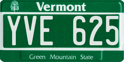 VT license plate YVE625
