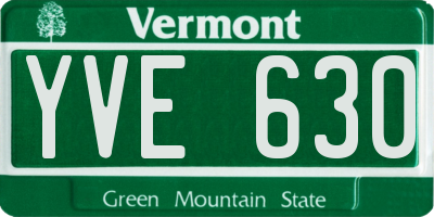 VT license plate YVE630