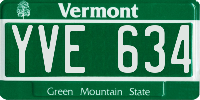 VT license plate YVE634