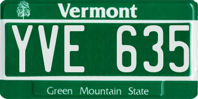 VT license plate YVE635