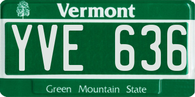 VT license plate YVE636