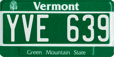 VT license plate YVE639