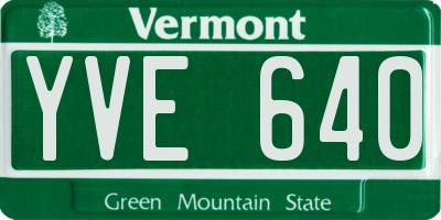 VT license plate YVE640