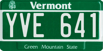 VT license plate YVE641