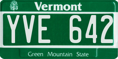 VT license plate YVE642