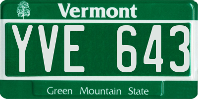 VT license plate YVE643