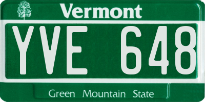 VT license plate YVE648