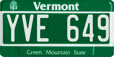 VT license plate YVE649