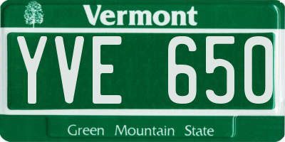 VT license plate YVE650