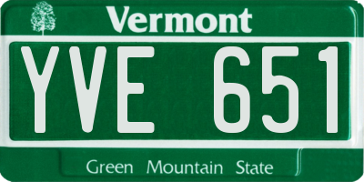 VT license plate YVE651