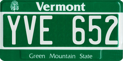 VT license plate YVE652