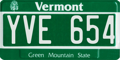 VT license plate YVE654