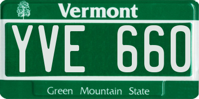 VT license plate YVE660