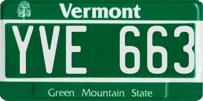 VT license plate YVE663