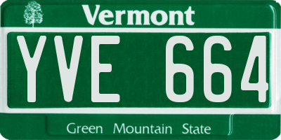 VT license plate YVE664