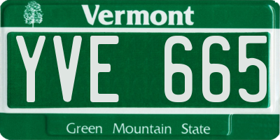 VT license plate YVE665