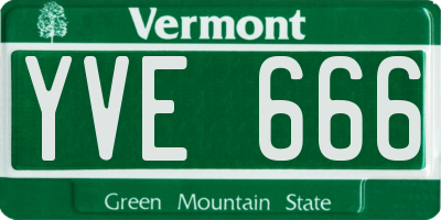 VT license plate YVE666