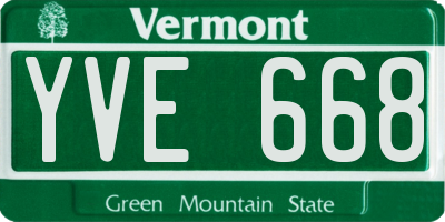 VT license plate YVE668