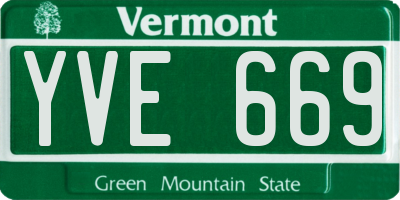 VT license plate YVE669