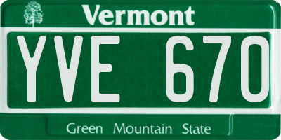 VT license plate YVE670